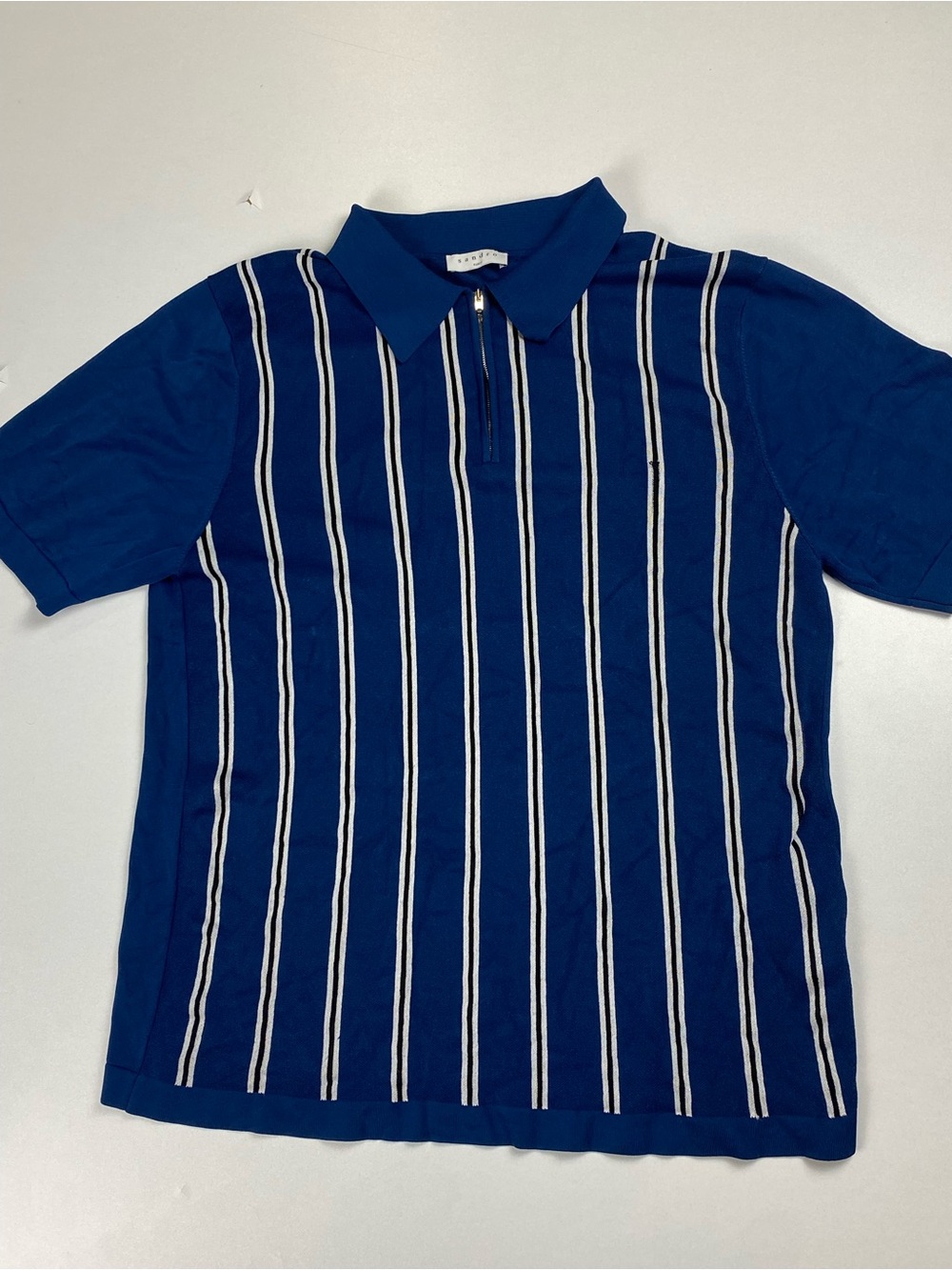 Sandro Paris Blue Polo with Zip Collar - M